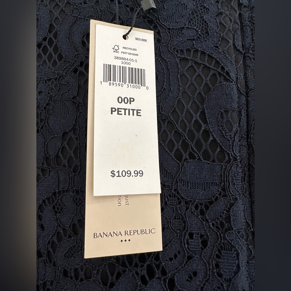 Banana Republic Navy Blue Lace Sheath Dress - Size 00P - Picture 3 of 5